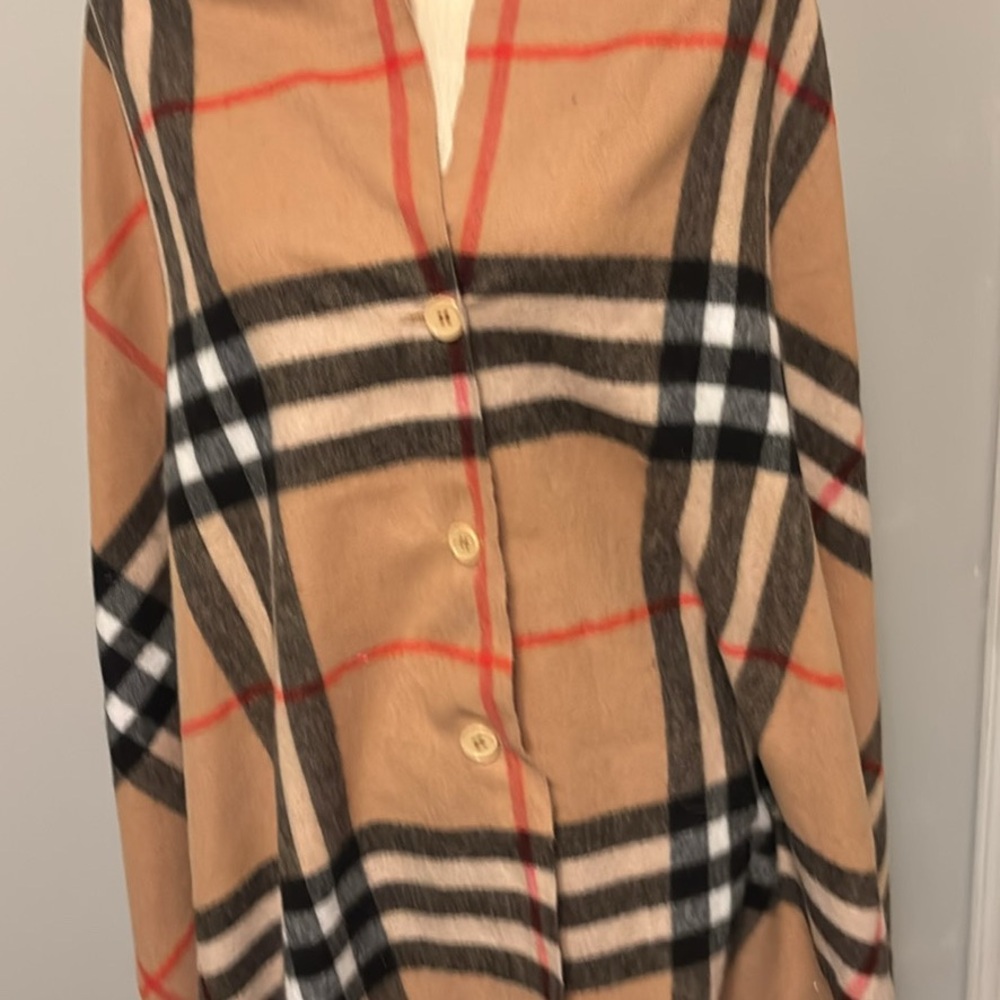 Plaid Tan and Black Scarf with 3 buttons